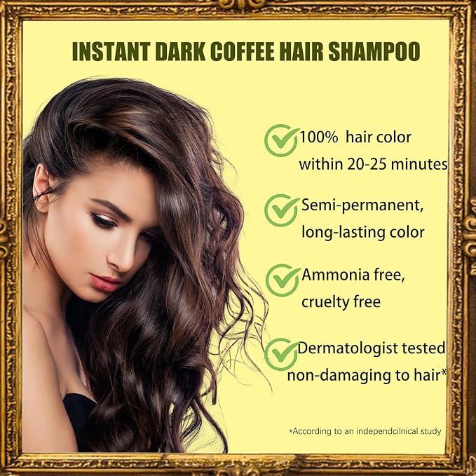 Dark Coffee Hair Dye Shampoo 3 in 1 for Gray Hair Coverage - Instant Shampoo Para Pintar el Cabello for Women Men, Herbal Brown Hair Color Shampoo Easy to Use & Long Lasting Champu Para Canas 16.90 oz-Velvo Beauty
