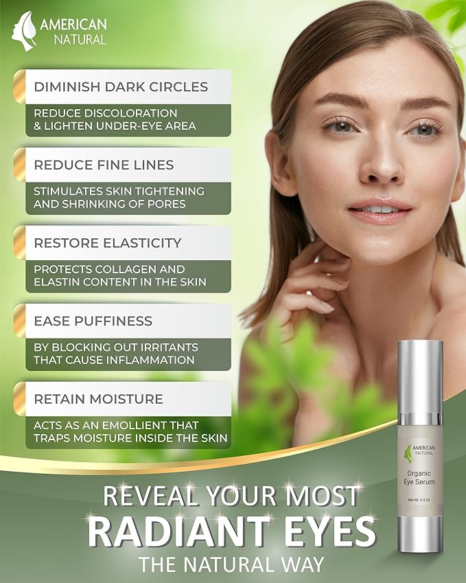 Blend Organic Eye Serum For Bags Under Eyes - Dark Eye Circle Remover with Eyebright Extract - Under Eye Serum For Dark Circles and Puffiness - Anti Aging Eye Cream For Women (0.5Oz)-Velvo Beauty