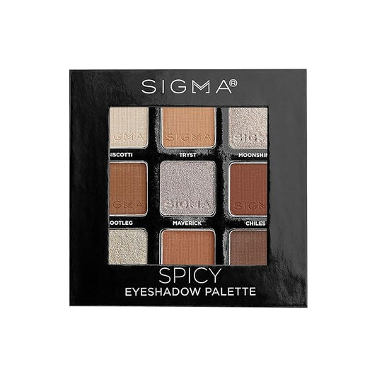 Sigma Beauty On-the-Go Eyeshadow Palette - Spicy - 9 Bold Eyeshadow Shades in Matte, Shimmer and Metalic Finishes - Highly Pigmented Vegan Eye Makeup Palette - Clean Beauty Products-Velvo Beauty