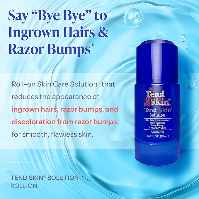 Tend Skin Razor Bump Solution Refillable Roll-On Solution For Unsightly Razor Bumps, Ingrown Hair And Razor Burns, Post Shaving and Waxing Toner for Men and Women, 2.5 Oz-Velvo Beauty