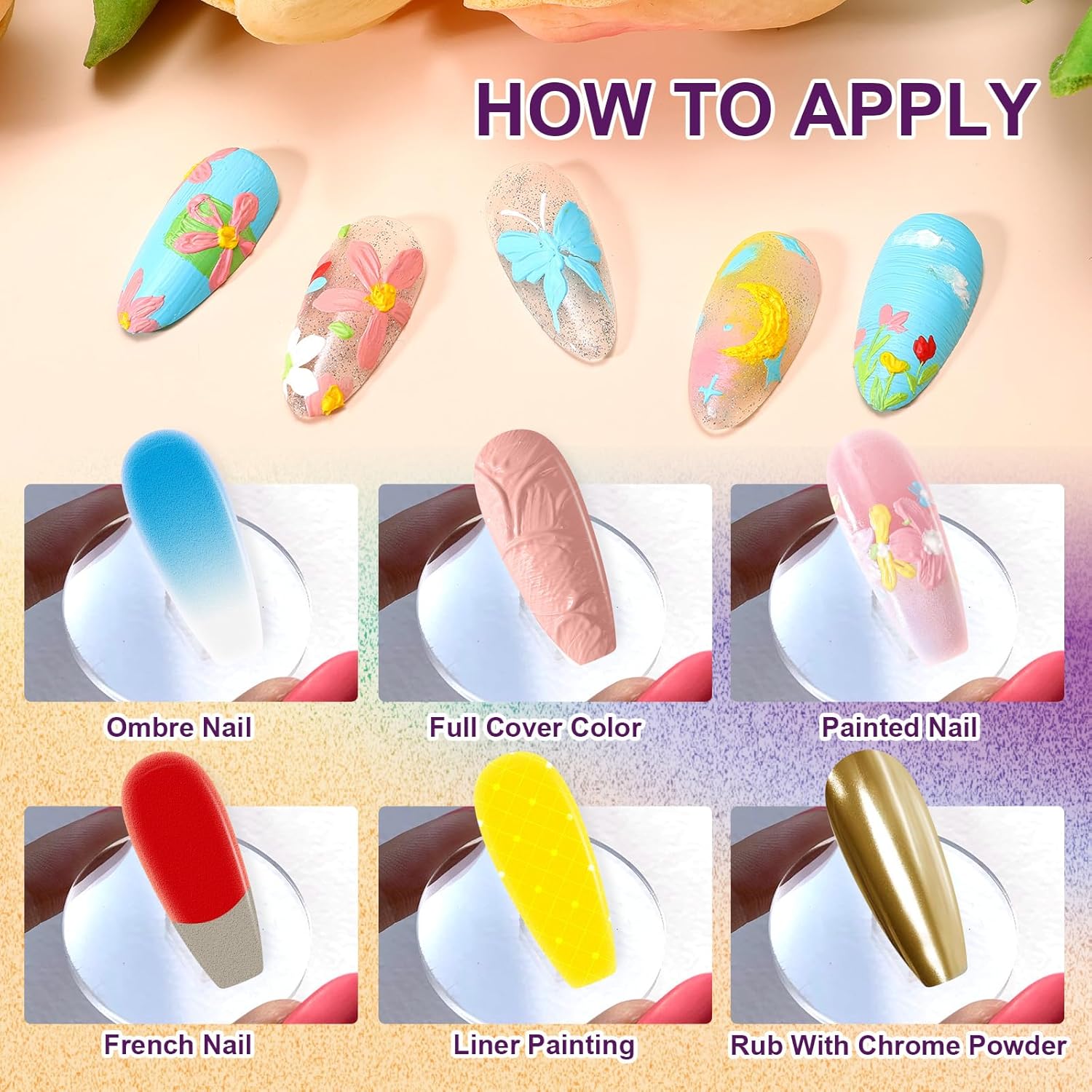 Gradient Painting Gel, 9 Colors Ombre Gel 3D Sculpture Effect Black&White Nude Pink Sponging for Pigment Pat Aura Nails French Manicure Soak Off UV Artistic Inspiration-Velvo Beauty