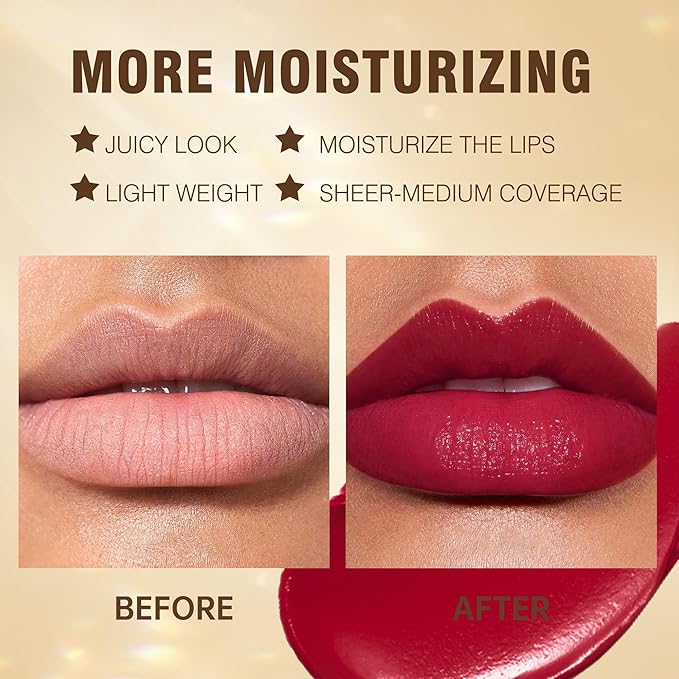 MAKI YIKA Red Lipstick for Women Moisture Hydrate Lipsticks Glossy Dark Lipsticks Sheer Finish Lightweight Tinted Lip Balm, Z03 Undressed-Velvo Beauty