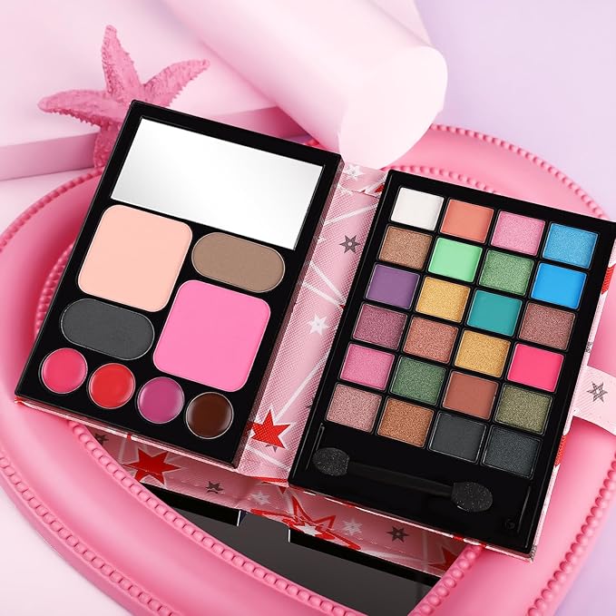 All in One Makeup Kit for Women Full Kit - 24 Eyeshadow, 4 Lipsticks, 1 Blushers, 1 Powder, 2 Eyebrow Powder, 1 Mirror, 1 Double Ended Brush, Makeup Gift Set for Teen Girls, Beginner and Professional-Velvo Beauty