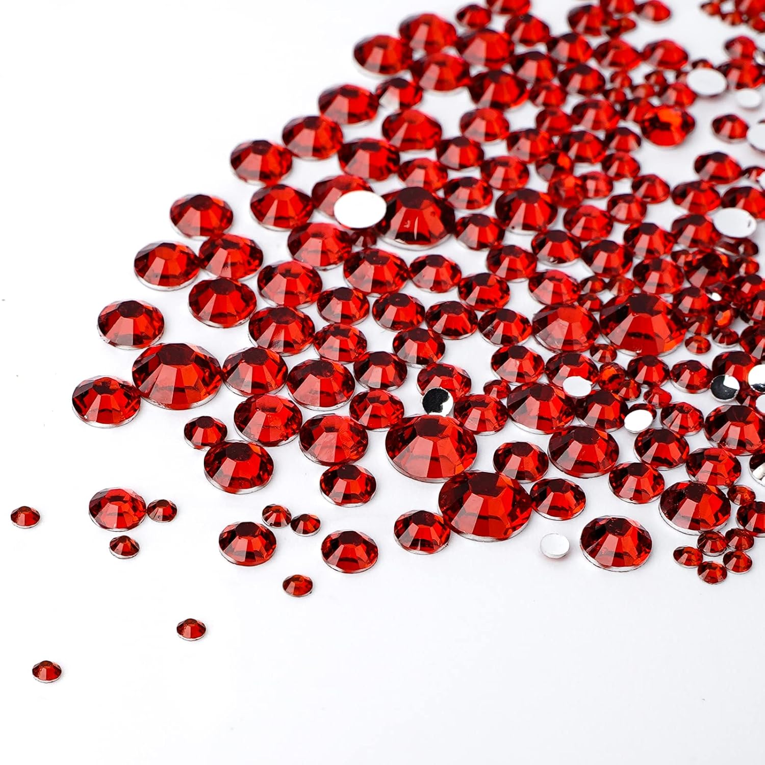 Canvalite 2784PCS Red Rhinestones Flat Back Gems, Nail Rhinestones Gems with 5Pcs Jewelry Glues, Pick Up Tweezers and Diamonds Picker Dotting Pen, Tools for Nail Art, Clothes, Face, Crafts-Velvo Beauty