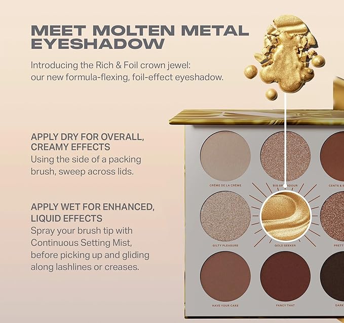 Morphe Rich & Foiled Artistry Palette - Foil-Effect Eyeshadow Palette with Matte, Shimmer & Foil Finishes - Brown & Gold Eyeshadow with Luminous Payoff - Gold Seeker (0.35 oz)-Velvo Beauty