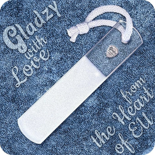 Genuine Czech Glass Foot File by GLADZY - Gentle Callus Remover Foot Rasp, Pedicure & Spa Rough Skin Scrubber, Two-Sided Etched Different Grit Surface, Professional Toenail & Heels Care, Made in EU-Velvo Beauty