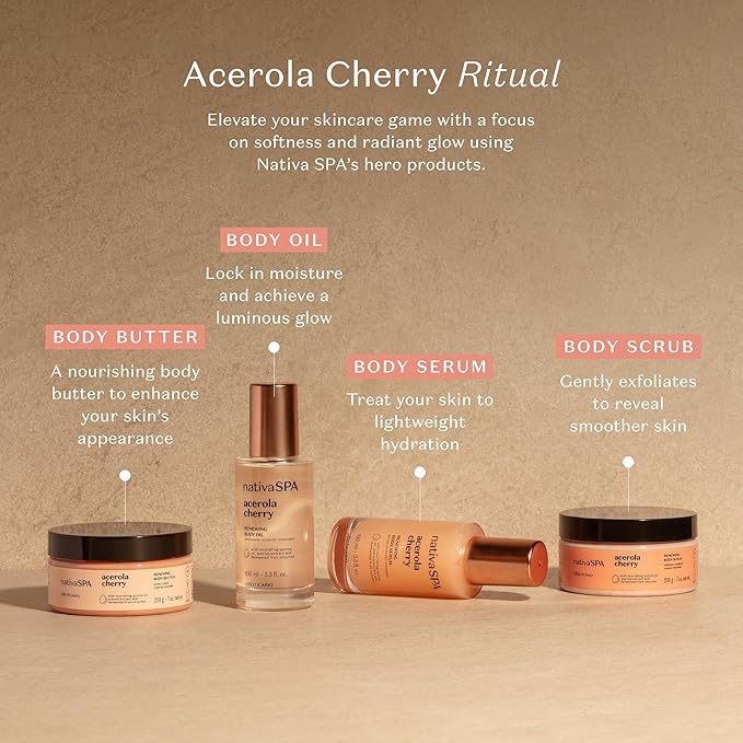 Nativa SPA by O Boticario Acerola Cherry Renewing Body Scrub, Gentle Exfoliation for Smooth, Radiant Skin, 7.05 Ounce (200g)-Velvo Beauty