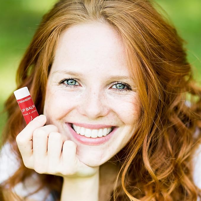Strawberry Lip Balm Collection, Vegan Lip Balm Set, Beeswax Free, with Avocado Oil, Organic Jojoba Oil, and Vitamin E, Natural Moisturizer for Dry, Chapped Lips, 3 Tube Set-Velvo Beauty
