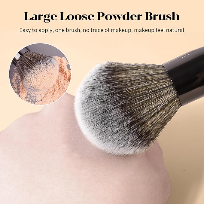 MAANGE 7pcs Makeup Brush Set Double Sided Kabuki Makeup Brushes Contour Brush for Foundation Liquid Powder Concealer Cream Cosmetics Bronzer Blending Blush Buffing Makeup Tools (Black)-Velvo Beauty