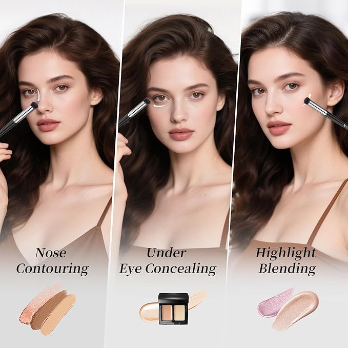 DUcare Concealer Brush Under Eye, Angled Small Nose Contour Brush, Mini Thin Slanted Foundation Dark Circles Puffiness, Puffy Face Eyebrow Eyes, Liquid Cream Blending-Velvo Beauty