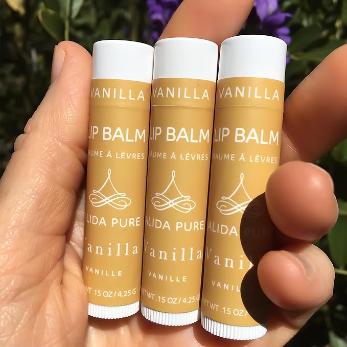 Vanilla Lip Balm Collection, Vegan Lip Balm Set, Beeswax Free, with Avocado Oil, Organic Jojoba Oil, and Vitamin E, Natural Moisturizer for Dry, Chapped Lips, 3 Tube Set-Velvo Beauty