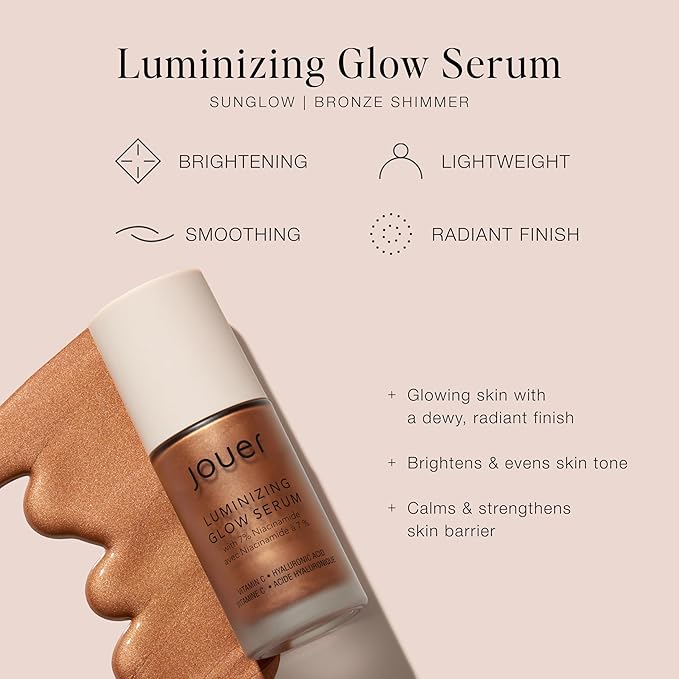 Jouer Luminizing Glow Drops for Face, Dewy Serum for Glowing Skin, 7% Niacinamide, Hyaluronic Acid, & Glycerin, 1 fl oz-Velvo Beauty