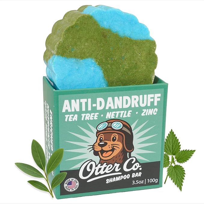 Otter co. Anti Dandruff Tea Tree Shampoo Bar – Nettle, Zinc, Green Tea, Apple Cider Vinegar, Anti Fungal Shampoo – Vegan, Natural, Cruelty & Sulfate Free – All Hair Types & Dry Scalp, USA Made-Velvo Beauty