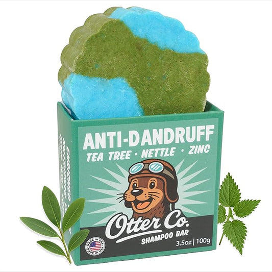 Otter co. Anti Dandruff Tea Tree Shampoo Bar – Nettle, Zinc, Green Tea, Apple Cider Vinegar, Anti Fungal Shampoo – Vegan, Natural, Cruelty & Sulfate Free – All Hair Types & Dry Scalp, USA Made-Velvo Beauty