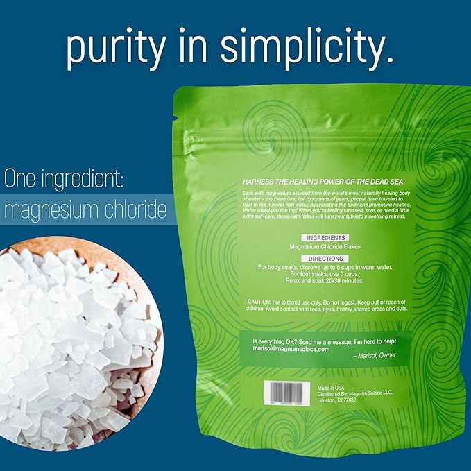 Magnesium Flakes for Bath - Magnesium Chloride Flakes - Dead Sea Salts for Soaking, 3 LBS-Velvo Beauty