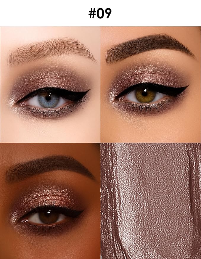 Erinde Shimmer Cream Eyeshadow Stick, Long Lasting Metallic Eye Shadow Stick, Waterproof Creamy Glitter Eyeshadow Pencil, High Pigment Blendable Neutral Eye Makeup, 09 Cocoa Shimmer-Velvo Beauty