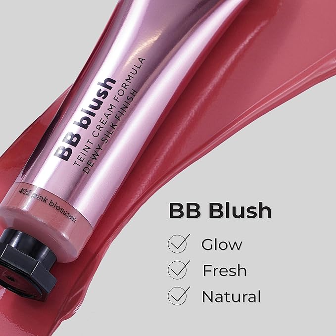 Lamel BB Blush Cheek Makeup - Lightweight and Long Lasting Liquid Blush - Blendable Cream Blush for Cheeks, Natural Finish Cream Contour - Pink Liquid Blush, 402 (Pink Blossom) -10ml/0,33fl.oz-Velvo Beauty