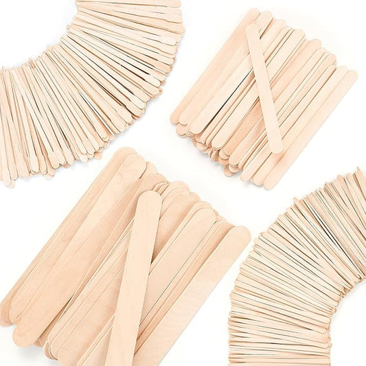 4 Style 500 Pcs Waxing Sticks Assorted Wax Applicator Sticks For Body Legs Face With Small Medium Large Sizes Wood Popsicle Sticks For Waxing Or Wood Craft Sticks-Velvo Beauty