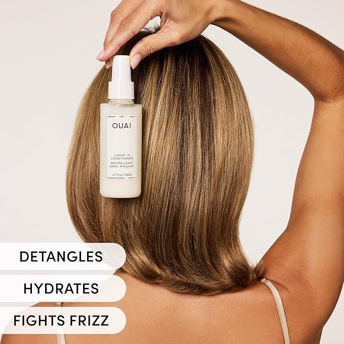 OUAI Leave In Conditioner & Heat Protectant Spray - Prime Hair for Style, Smooth Flyaways, Add Shine and Use as Detangling Spray - No Parabens, Sulfates or Phthalates (1.5 oz)-Velvo Beauty