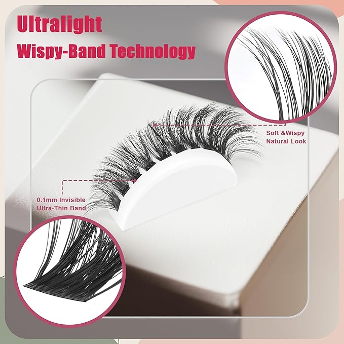 Lash Clusters 600PCS Lashes - Wispy Lash Clusters 10D 20D 30D+40D50D60D Individual Lashes Clusters D Curl Lash Extension 8-16MM Eyelash Clusters DIY Cluster Eyelash Extensions for Beginners Eyelashes-Velvo Beauty
