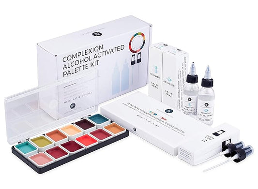 Complexion Alcohol-Activated Palette, Activator, and Remover Kit, Professional SFX Makeup Set-Velvo Beauty