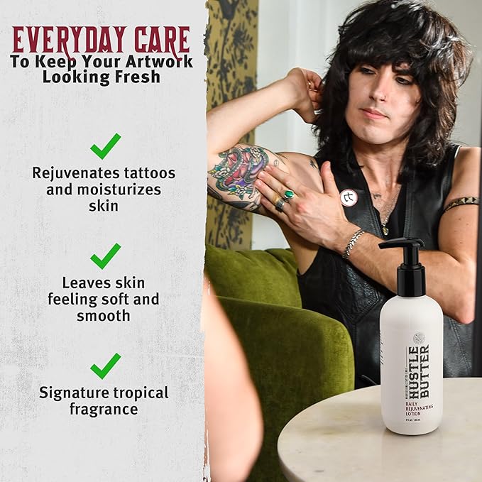 Hustle Butter Tattoo Aftercare - Daily Moisturizing Lotion - Naturally Derived Vegan Cruelty Free - Everyday All Over Use for Tattoos - 9 fl oz-Velvo Beauty