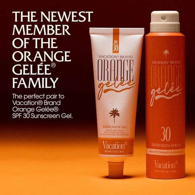 Vacation Orange Gelée SPF 30 Sunscreen Spray Oil & Air Freshener Bundle, Tanning Oil with SPF, Suntan Lotion Spray, Transparent on All Skin Tones, Dermatologist-Tested, Vegan, 5 Fl. Oz.-Velvo Beauty