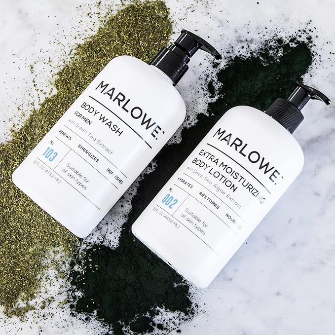 MARLOWE. No. 002 Body Lotion 16 oz Pump, Original, Revitalizing Dry Skin Lotion with Aloe Vera & Amino Acids, Hydrates & Nourishes, Sage & Fir Scent-Velvo Beauty