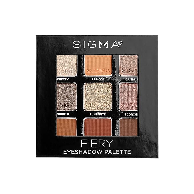 Sigma Beauty On-the-Go Eyeshadow Palette - Fiery - 9 Bold Eyeshadow Shades in Matte, Shimmer and Metalic Finishes - Highly Pigmented Vegan Eye Makeup Palette - Clean Beauty Products-Velvo Beauty