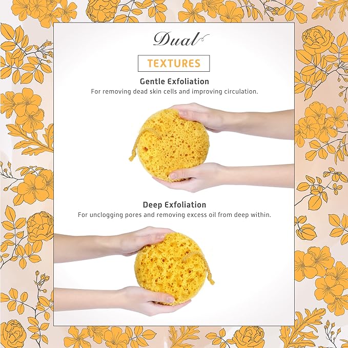 Spongentle Deep Cleansing Body Loofah Sponge, Natural Colors, for Bath and Shower, Multiple Textures for Gentle and Deep Exfoliation, Generous and Rich Lather, (Pack of 3)-Velvo Beauty