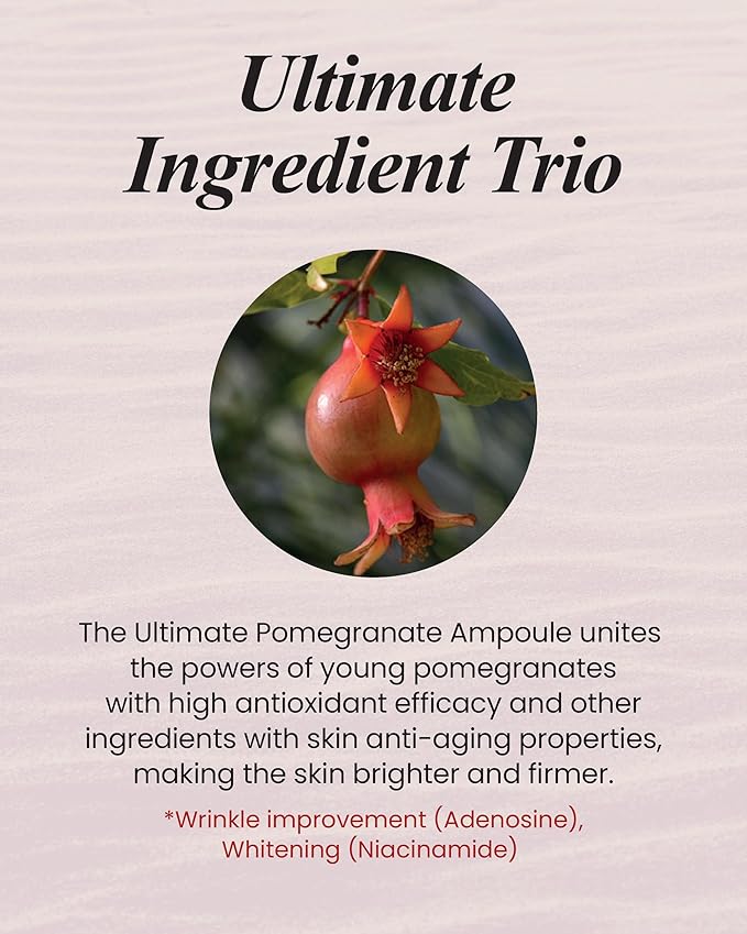 Sooryehan Ultimate Pomegranate (Ampoule Set, 1.9fl oz) - Skin Elasticity, Reduced Wrinkles & Skin Tone Improvement, Elastin, Vitamin C, Adenosine & Niacinamide-Velvo Beauty