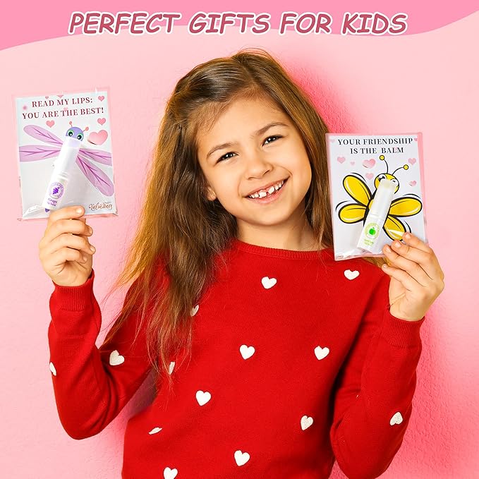 24 Pack Valentines Day Gifts for Kids lip balm bulk,chapstick bulk,party favors for kids boys girls,Natural Moisturizing Lip Balm for dry cracked lips,goody bag filler,Wedding Gifts-Velvo Beauty