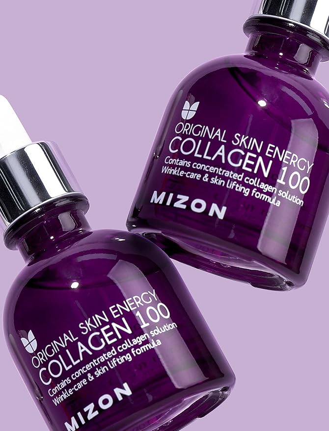 MIZON Collagen 100 Korean Ampoule with Concentrated Marine Collagen Elasticity Booster Serum Peptides Deep Hydration (1.01 fl. oz)-Velvo Beauty