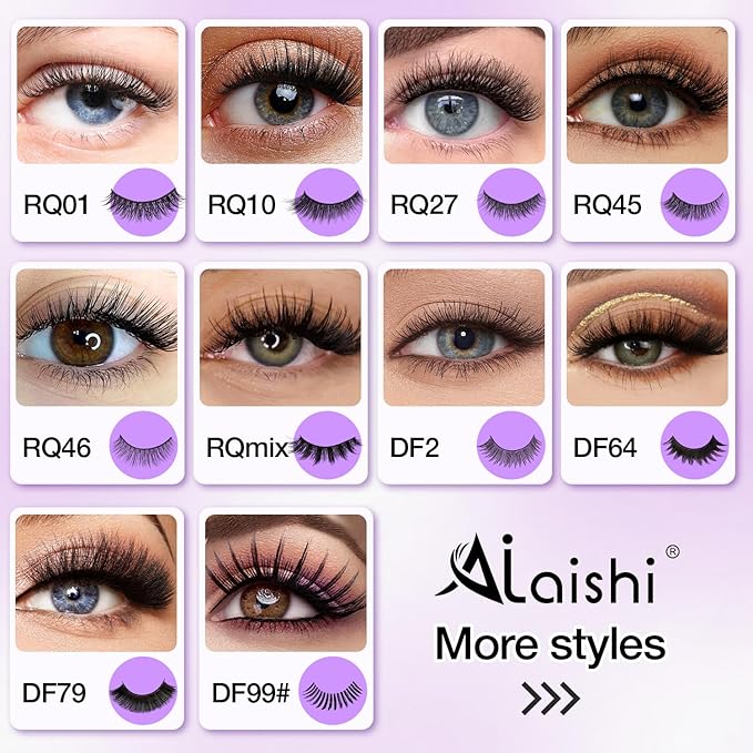 Wispy False Eyelashes Kit With Bond, Seal and Tweezer, 7 Pairs Natural Look Fake Cat Eye Lashes Strips Thin Band Extensions Waterproof Easy Eyelashes for Beginners RQ01-Velvo Beauty