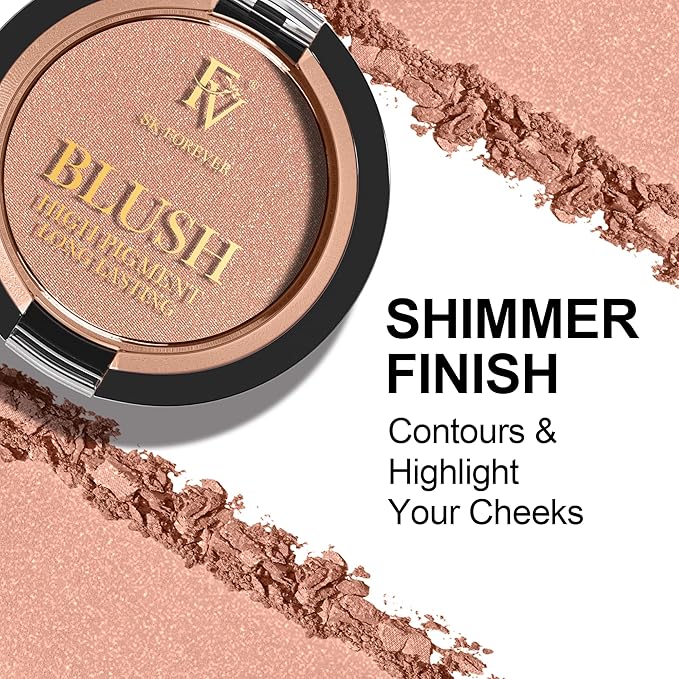 FV Long Lasting Powder Blush - Lightweight, Smooth & Blendable Cheek Makeup, High Buildable Color, Transfer-Resistant Shimmer Finish (Nude Shimmer, 0.17 OZ)-Velvo Beauty