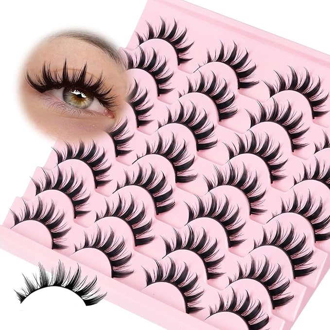 Losha Lashes Spiky Manga Lashes 14 Pairs Anime False Eyelashes 8D Wispy Asian Eye Lashes Pack Natural Soft Fake Eyelashes (Cutes Only)-Velvo Beauty