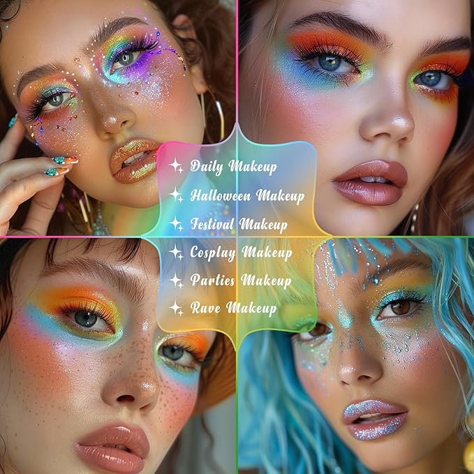 UCANBE Colorful Eyeshadow Palette Makeup Set, 2pcs 15 Shades Matte Shimmer Vibrant Neon Rainbow Pastel Eye Shadow Pallet with Soft Double Ended Brush, Summer Vibe Pigmented Blendable Eye Make Up Kit-Velvo Beauty