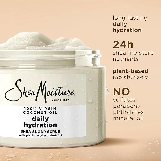 SheaMoisture Shea Sugar Body Scrub For Nourish And Replenish Skin Virgin Coconut Oil Daily Hydrating Body Scrub With 24h Shea Moisture Nutrients 12 oz-Velvo Beauty