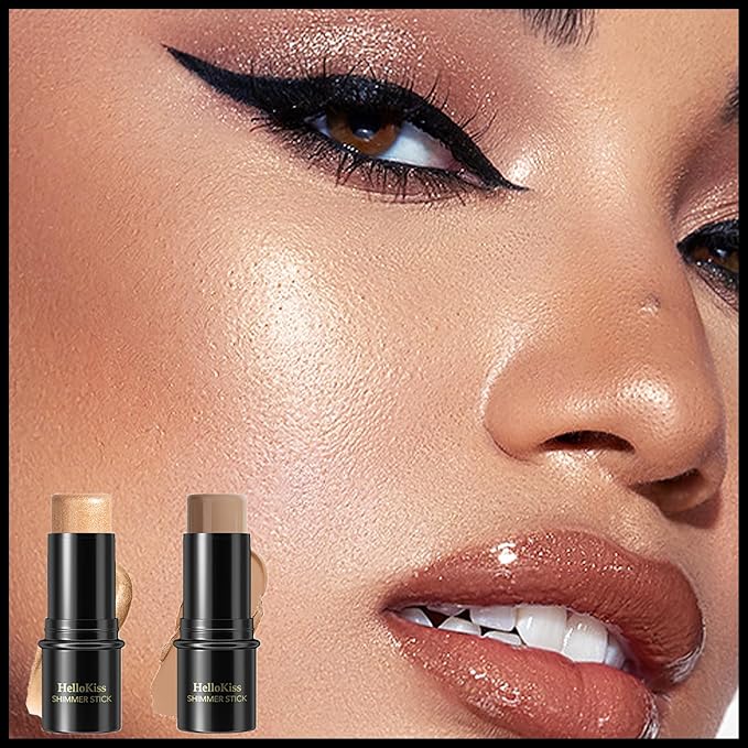 MIELIKKI 2Pcs Cream Contour Stick Makeup, Highlighter Stick and Bronzer Stick for Face Sculpting, Easy to Apply & Blend, Long Lasting, Waterproof, Matte Finish,0409-Velvo Beauty