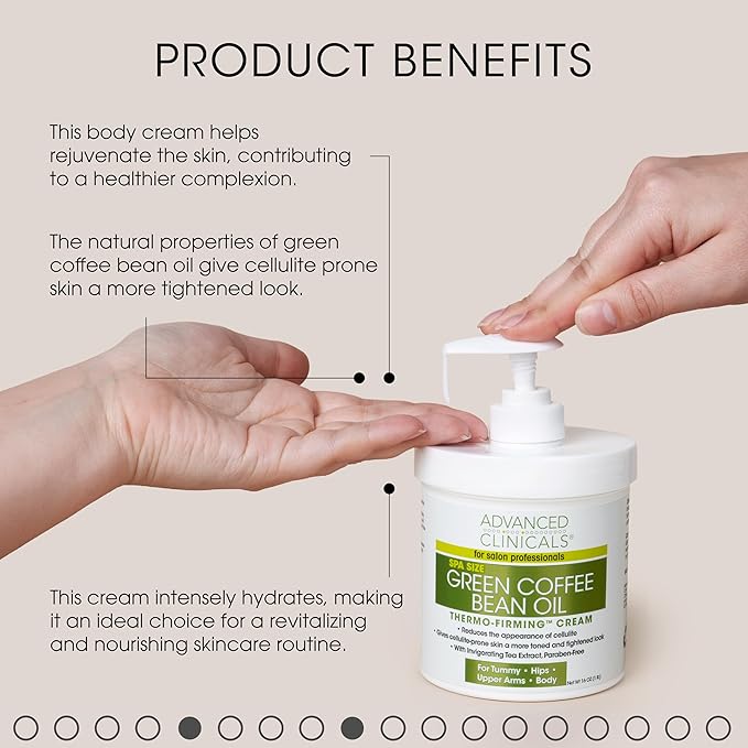 Advanced Clinicals Thermo Firming Green Coffee Bean Moisturizer Body Cream | Anti Cellulite Caffeine Firming Lotion For Legs, Arms, & Body | Skin Care Products | Aging Skin Tightening Cream, 2-Pack-Velvo Beauty