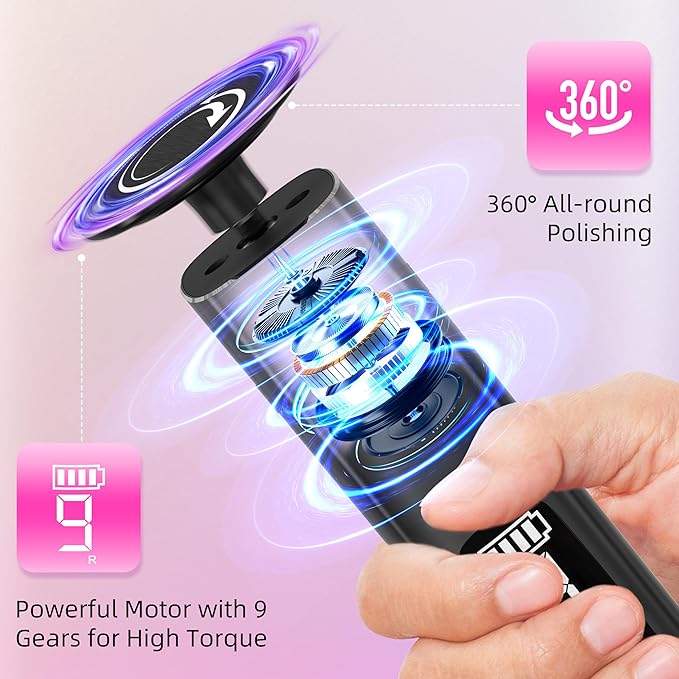 2 in 1 Electric Foot Callus Remover,9 Adjustable Speeds Rechargeable Electric Dead Skin Sander Pedicure Tools with Sandpaper Disk and Nail Drill Bits,Grinding Heads for Women&Men-Velvo Beauty