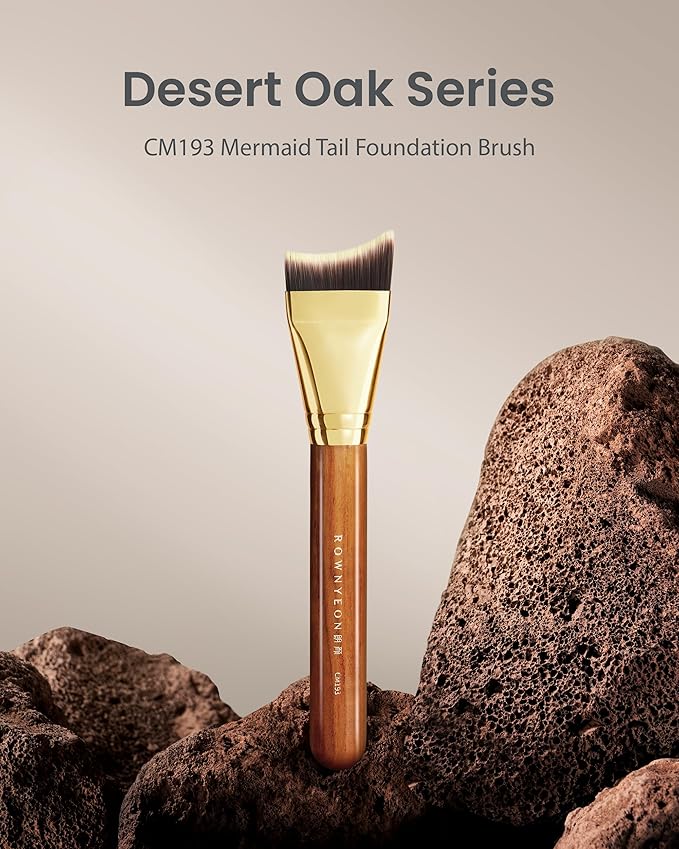 Desert Oak Series Mermaid Tail Foundation Brush - Airbrush - Filter Finish for Liquid & Cream Foundation, Bubinga Wood Handle (CM 193)-Velvo Beauty