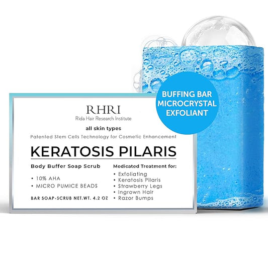 Body Soap for Keratosis Pilaris | Exfoliating Soap Scrub with 10% AHA & Micro Pumice Beads | Buffingbar for Smooth Skin, Strawberry Legs, Ingrown Hair & Razor Bumps | Bar Soap for Men and Women 4.2 oz-Velvo Beauty