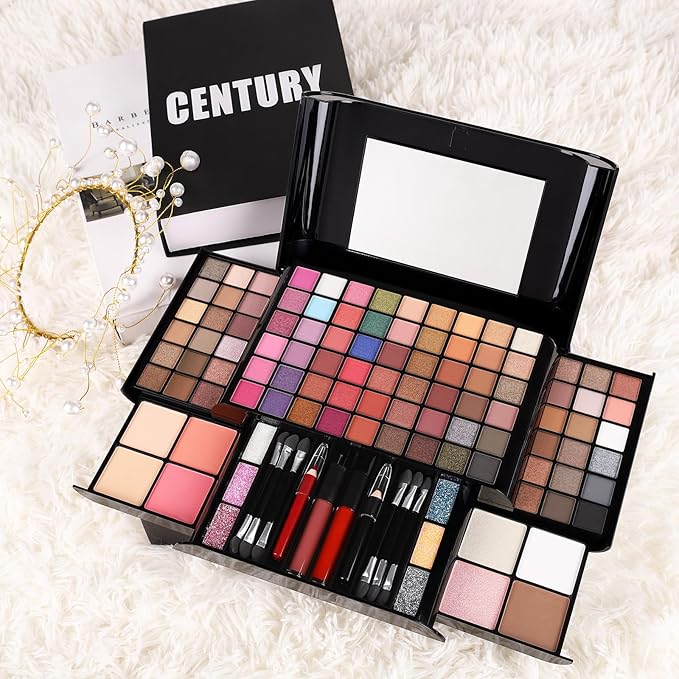 All In One Professional Makeup Kit Include Eyeshadow Palette Blushes Compact Bronzing Highlighter Powder Glitter Lipliner Eyeliner Pencil Brushes with Mirror Make Up Set Christmas Gifts For Women Girl-Velvo Beauty