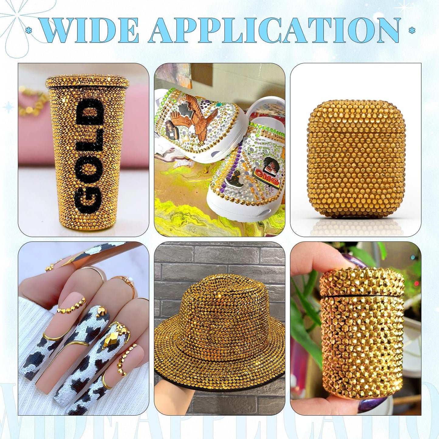 6000Pcs Resin Rhinestones for Bedazzling with 3Pcs B7000 Jewelry Glue, 1 Box Mine Gold Flatback Rhinestones for Crafting Crafts DIY, Crystals Gems for Clothing Shoes Tumblers Nail Art Makeup-Velvo Beauty