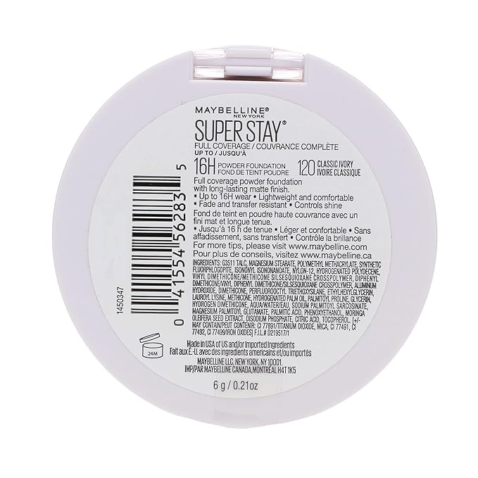 Maybelline New York Super Stay Full Coverage Powder Foundation Makeup, Up to 16 Hour Wear, Soft, Creamy Matte Foundation, Classic Ivory, 1 Count-Velvo Beauty