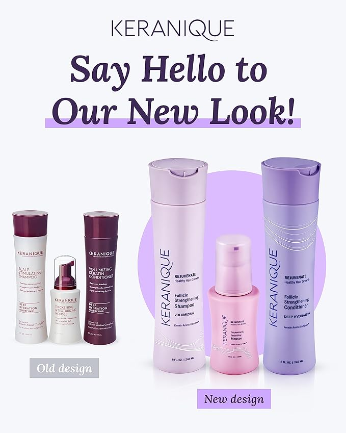 Keranique Hydrating Shampoo and Conditioner Set - Deep Hydration Hair Shampoo and Conditioner for Repairing Natural Moisture with Keratin - Sulfate-Free Intense Hydrator for Dry, Thin, Damaged Hair-Velvo Beauty