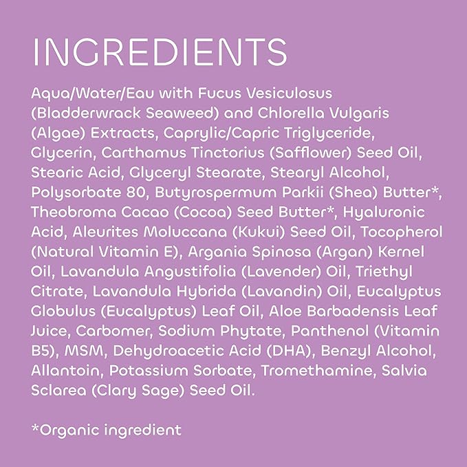 Seaweed Bath Co. Hydrate Body Cream, Lavender Scent, 6 Ounce, Nourishing Hand & Body Lotion Moisturizer for Dry Skin, with Sustainably Harvested Seaweed, Kukui Oil, Hyaluronic Acid, Shea Butter-Velvo Beauty