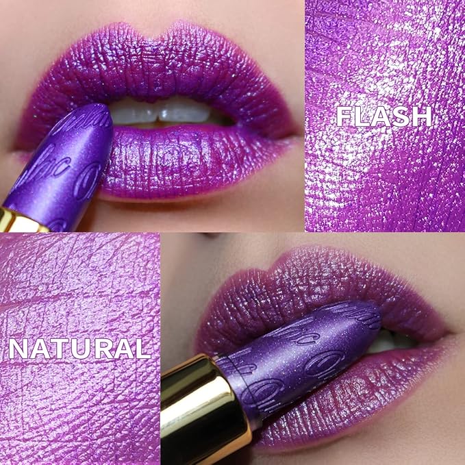 Oulac Purple Lipstick for Women with Metallic 3D Shine, Lightweight Hydrating Formula, High-Impact Lip Color, Vegan Beauty, Full Coverage Lip Makeup, Royal Sash (16)-Velvo Beauty