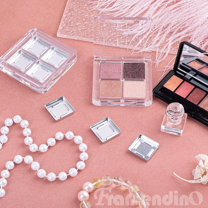 Framendino, 4 Sets Acrylic Empty Eye Shadow Pallet 4 Grids Eye Shadow Storage Case with Acrylic Seal for DIY Craft-Velvo Beauty